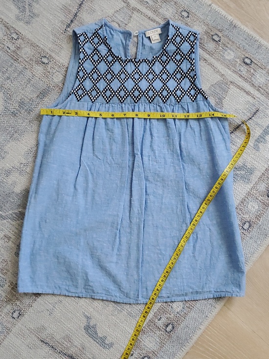 J. Crew Linen Cotton Embroidered Shift Tank Sz00 - Picture 7 of 10